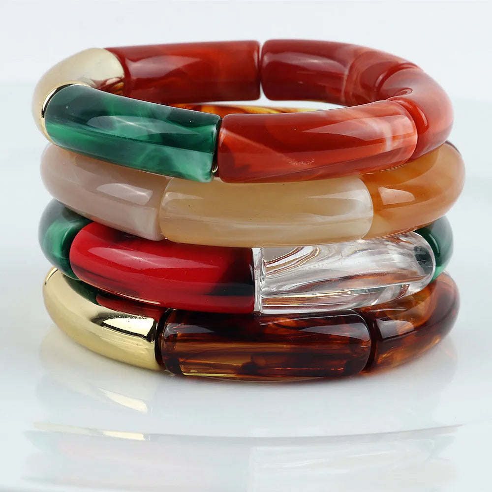 FishSheep Vintage Leopard Print Acrylic Stackable Bracelets Bangles for Women Resin Stretchy Bracelet 2023 Fashion Jewelry Gift