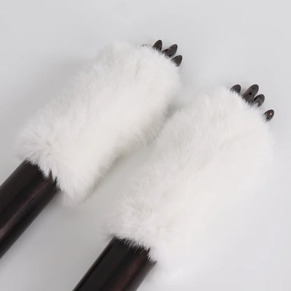 New Arrival Female Natural Rabbit Fur Gloves Knitted Warm Real Rex Rabbit Fur Mittens Women Winter Outdoor Rex Rabbit Fur Gloves
