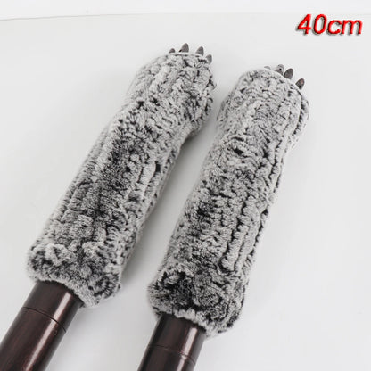 New Style Fashion 100% Genuine Rex Rabbit Fur Lady Gloves Women Winter Keep Warm Real Fur Glove Elastic Knit Outdoor Fur Mittens