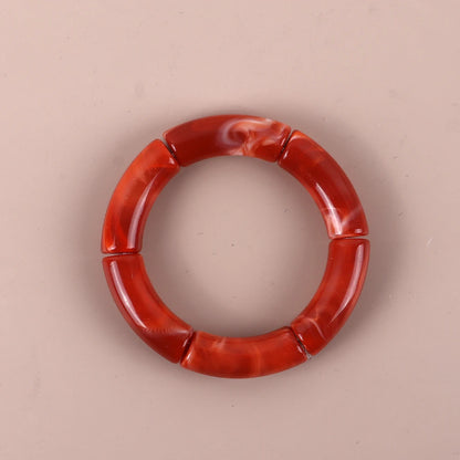 Trendy Resin Geometric Beaded Bracelets on Hand Acrylic Bamboo Tube Bangles Bracelets For Women Fashion Jewelry Valentines Gift