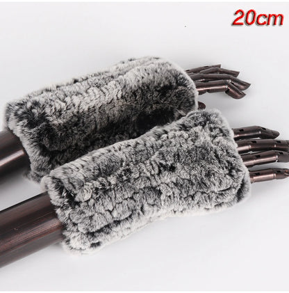 New Style Fashion 100% Genuine Rex Rabbit Fur Lady Gloves Women Winter Keep Warm Real Fur Glove Elastic Knit Outdoor Fur Mittens
