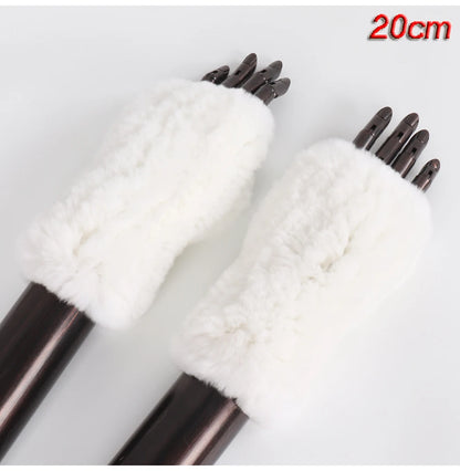New Style Fashion 100% Genuine Rex Rabbit Fur Lady Gloves Women Winter Keep Warm Real Fur Glove Elastic Knit Outdoor Fur Mittens