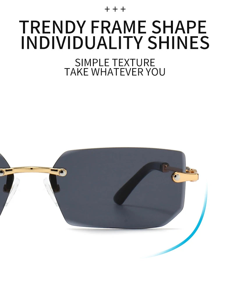 6pcs/Set Fashion Rectangle Rimless Women Sunglasses Trendy Small Square Sun Glasses For Female Outdoor Accessory Shades Eyewear