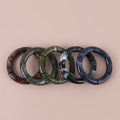 Trendy Resin Geometric Beaded Bracelets on Hand Acrylic Bamboo Tube Bangles Bracelets For Women Fashion Jewelry Valentines Gift