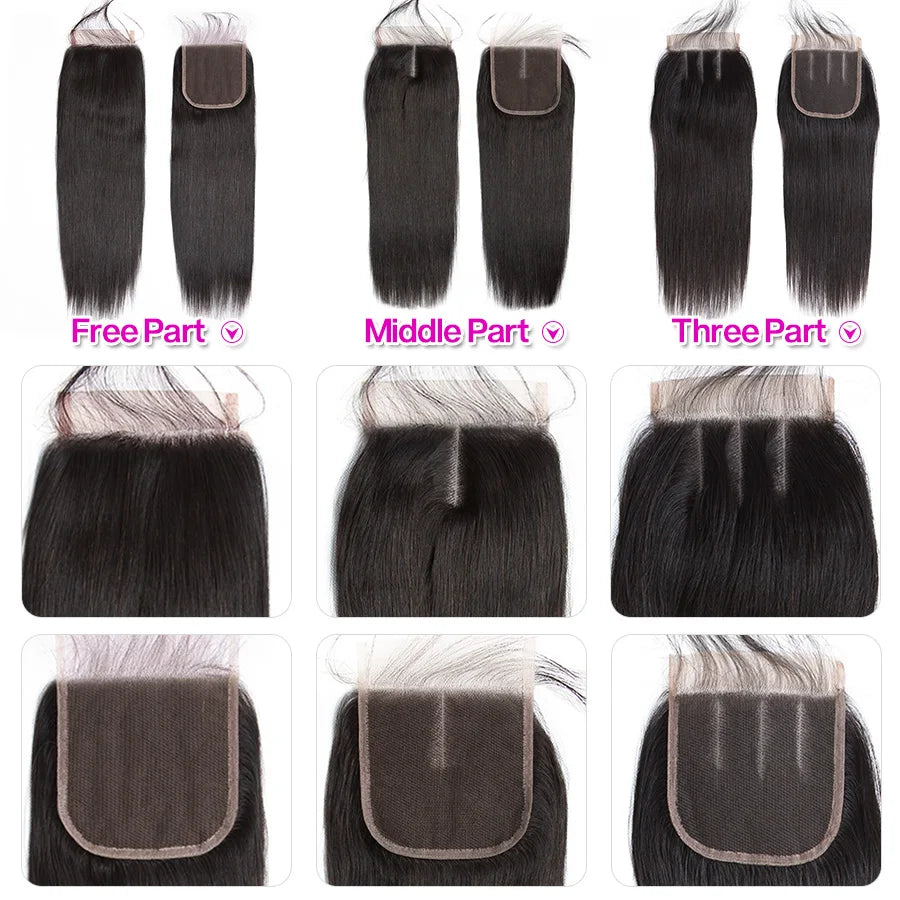 Beautiful Princess Peruvian Straight Hair 4 Bundles With Closure Double Weft Human Hair Bundles With Closure Non Remy