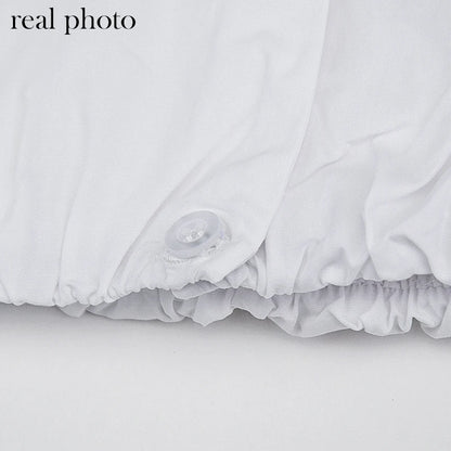 Simenual Button Ruched White Puff Sleeve Blouse Shirts Women Long Sleeved Fashion Fall 2021 Clothing Crop Blouses Solid Baddie