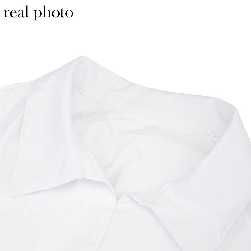 Simenual Button Ruched White Puff Sleeve Blouse Shirts Women Long Sleeved Fashion Fall 2021 Clothing Crop Blouses Solid Baddie