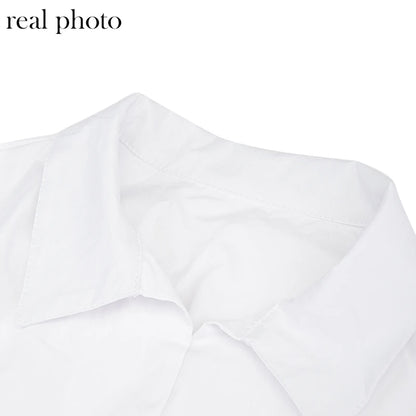 Simenual Button Ruched White Puff Sleeve Blouse Shirts Women Long Sleeved Fashion Fall 2021 Clothing Crop Blouses Solid Baddie