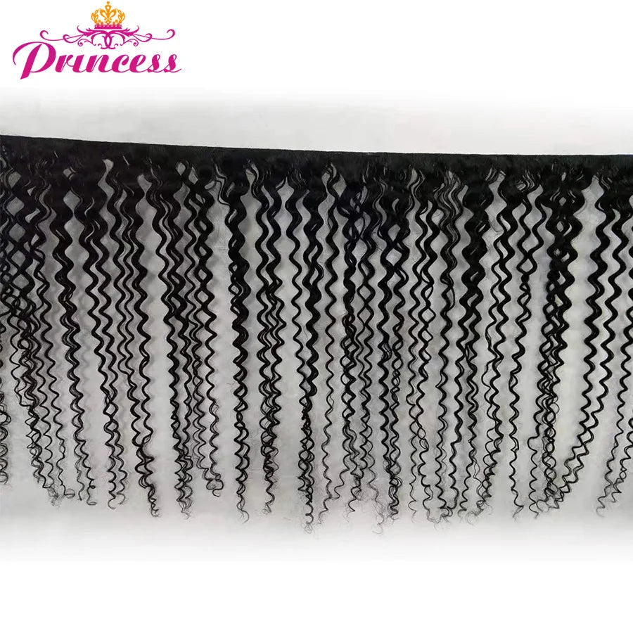 Beautiful Princess Kinky Curly Bundles With Frontal Natural Black Malaysian Hair Weave Bundles With Closure Remy Human Hair