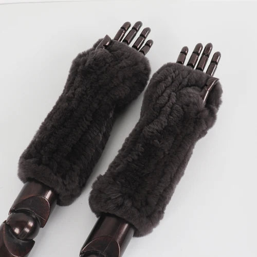 New Style Fashion 100% Genuine Rex Rabbit Fur Lady Gloves Women Winter Keep Warm Real Fur Glove Elastic Knit Outdoor Fur Mittens