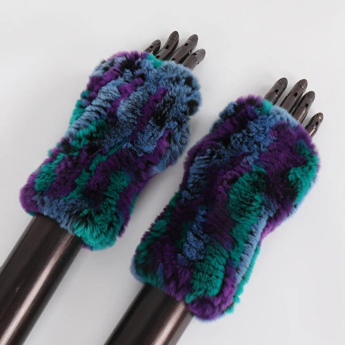 New Arrival Female Natural Rabbit Fur Gloves Knitted Warm Real Rex Rabbit Fur Mittens Women Winter Outdoor Rex Rabbit Fur Gloves