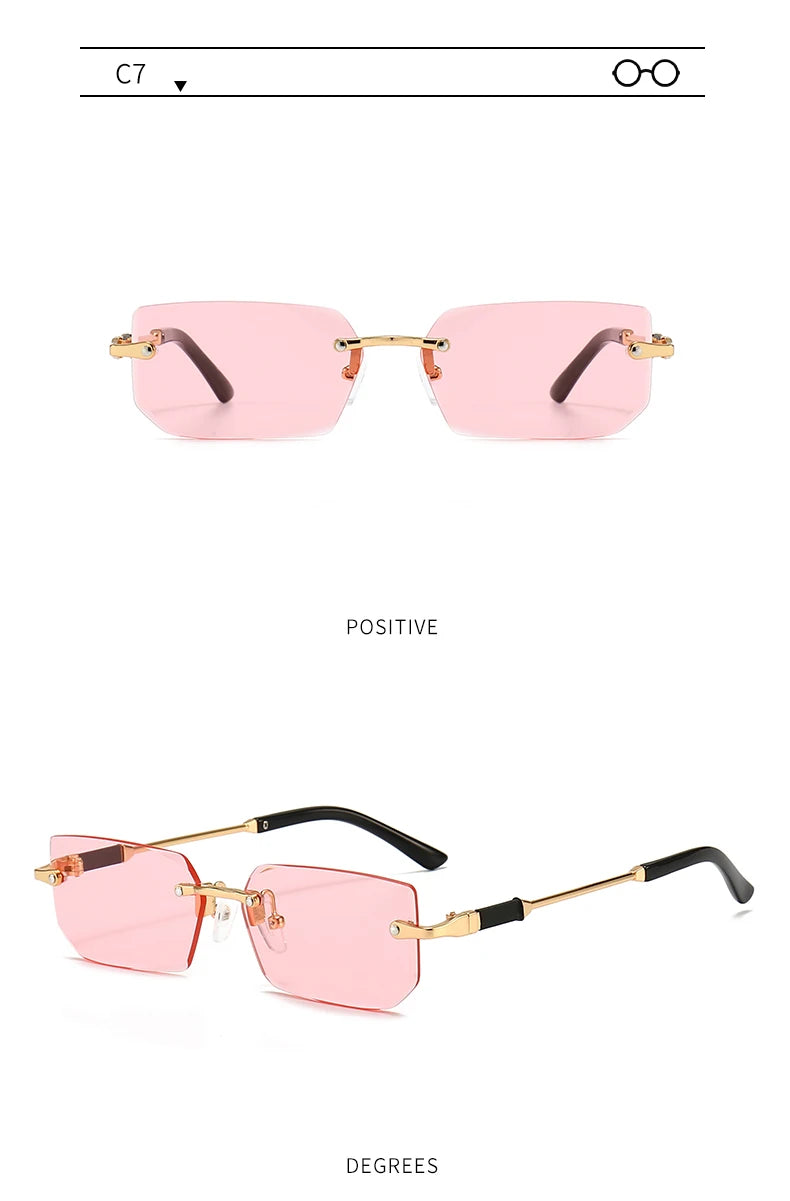 6pcs/Set Fashion Rectangle Rimless Women Sunglasses Trendy Small Square Sun Glasses For Female Outdoor Accessory Shades Eyewear