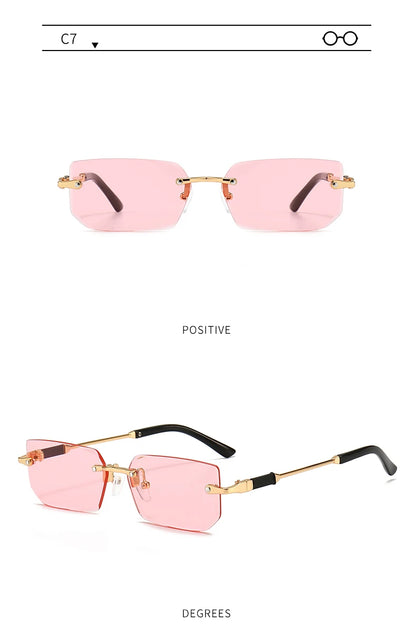 6pcs/Set Fashion Rectangle Rimless Women Sunglasses Trendy Small Square Sun Glasses For Female Outdoor Accessory Shades Eyewear