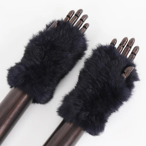 New Arrival Female Natural Rabbit Fur Gloves Knitted Warm Real Rex Rabbit Fur Mittens Women Winter Outdoor Rex Rabbit Fur Gloves