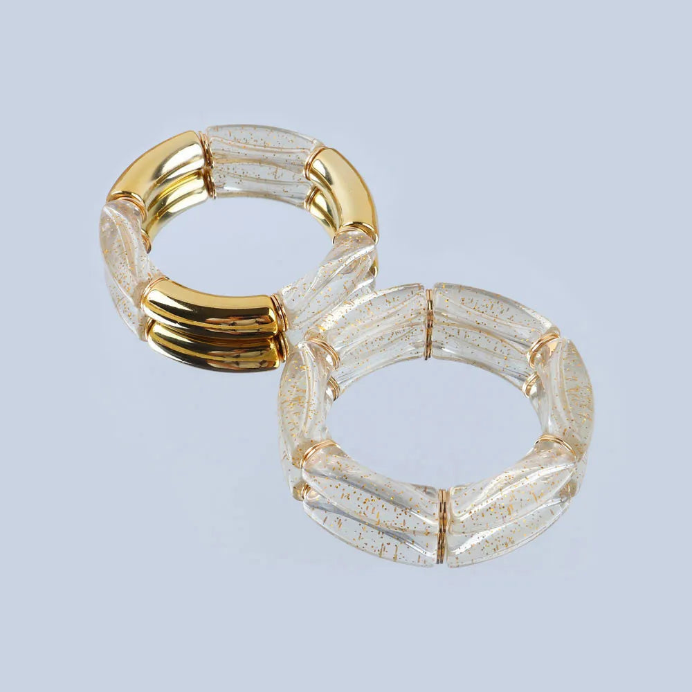 Bohomia New Acrylic Chunky Bamboo Stackable Bracelet for Women Boho Elastic Colorful Tube Beads Braceletes 2025 Fashion Jewelry