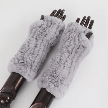 New Style Fashion 100% Genuine Rex Rabbit Fur Lady Gloves Women Winter Keep Warm Real Fur Glove Elastic Knit Outdoor Fur Mittens