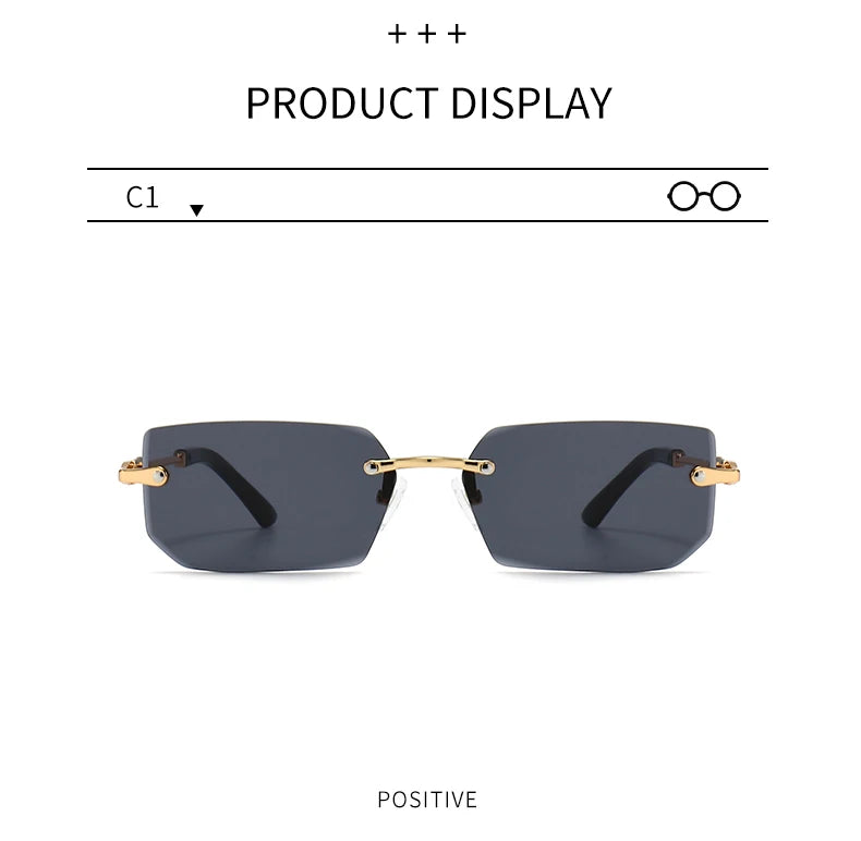 6pcs/Set Fashion Rectangle Rimless Women Sunglasses Trendy Small Square Sun Glasses For Female Outdoor Accessory Shades Eyewear