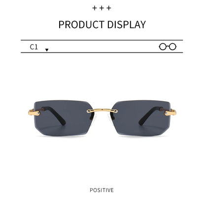 6pcs/Set Fashion Rectangle Rimless Women Sunglasses Trendy Small Square Sun Glasses For Female Outdoor Accessory Shades Eyewear