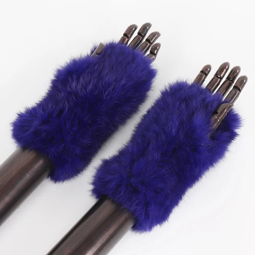 New Arrival Female Natural Rabbit Fur Gloves Knitted Warm Real Rex Rabbit Fur Mittens Women Winter Outdoor Rex Rabbit Fur Gloves