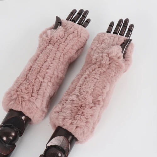 New Style Fashion 100% Genuine Rex Rabbit Fur Lady Gloves Women Winter Keep Warm Real Fur Glove Elastic Knit Outdoor Fur Mittens