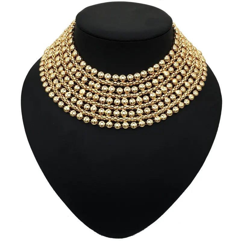 MANILAI Chunky Metal Statement Necklace For Women Neck Bib Collar Choker Necklaces Maxi Jewelry Gold Color Chain Design Bijoux