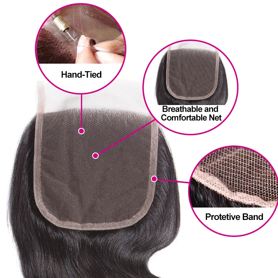 Beautiful Princess Brazilian Body Wave Hair Weave 3 Bundles With Lace Closure Remy Human Hair Bundles With Closure