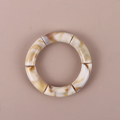 Trendy Resin Geometric Beaded Bracelets on Hand Acrylic Bamboo Tube Bangles Bracelets For Women Fashion Jewelry Valentines Gift