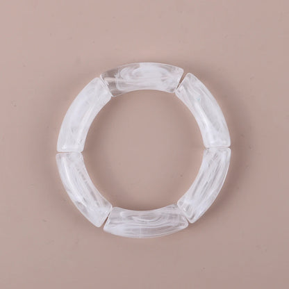 Trendy Resin Geometric Beaded Bracelets on Hand Acrylic Bamboo Tube Bangles Bracelets For Women Fashion Jewelry Valentines Gift
