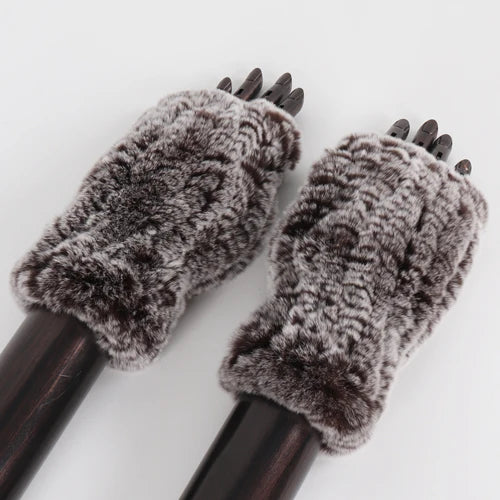 New Arrival Female Natural Rabbit Fur Gloves Knitted Warm Real Rex Rabbit Fur Mittens Women Winter Outdoor Rex Rabbit Fur Gloves