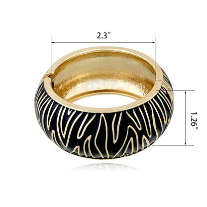 New Arrival Golden Plated Zebra-Print Shape Round Bangle Cuff Bracelet for Women Party Prom Wedding Gift Jewelry 2 Colors