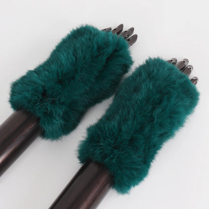 New Arrival Female Natural Rabbit Fur Gloves Knitted Warm Real Rex Rabbit Fur Mittens Women Winter Outdoor Rex Rabbit Fur Gloves
