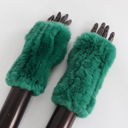 New Arrival Female Natural Rabbit Fur Gloves Knitted Warm Real Rex Rabbit Fur Mittens Women Winter Outdoor Rex Rabbit Fur Gloves