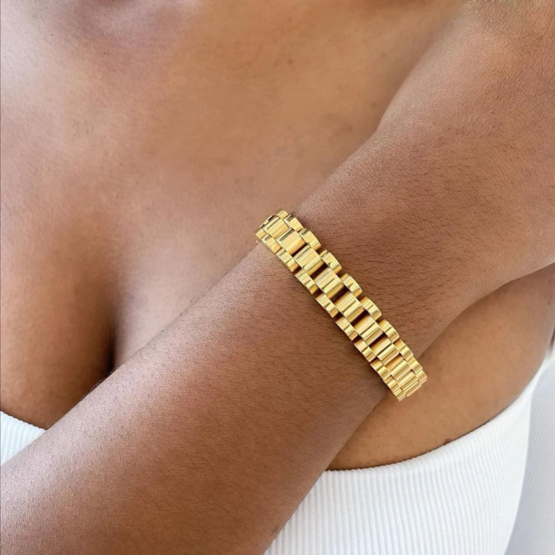 E.B.belle Tarnish Free Stainless Steel Gold Plated Detachable Wristbands Bracelets Bangles For Women Men Gold Wrap Bracelets