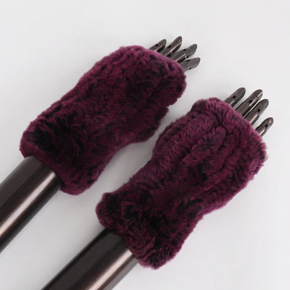 New Arrival Female Natural Rabbit Fur Gloves Knitted Warm Real Rex Rabbit Fur Mittens Women Winter Outdoor Rex Rabbit Fur Gloves