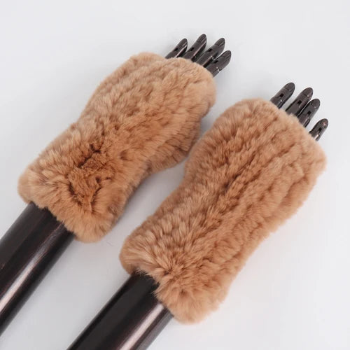 New Arrival Female Natural Rabbit Fur Gloves Knitted Warm Real Rex Rabbit Fur Mittens Women Winter Outdoor Rex Rabbit Fur Gloves