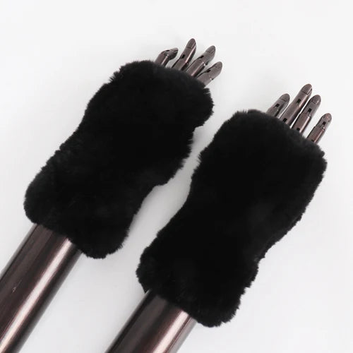 New Arrival Female Natural Rabbit Fur Gloves Knitted Warm Real Rex Rabbit Fur Mittens Women Winter Outdoor Rex Rabbit Fur Gloves