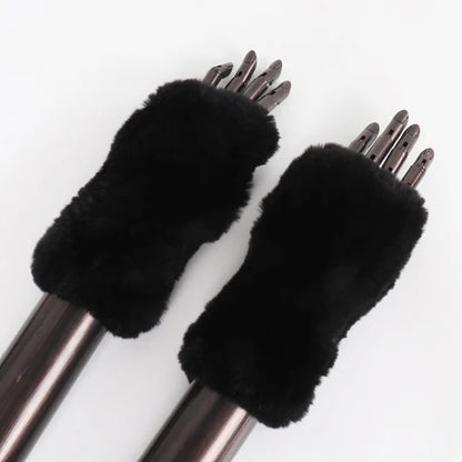 New Arrival Female Natural Rabbit Fur Gloves Knitted Warm Real Rex Rabbit Fur Mittens Women Winter Outdoor Rex Rabbit Fur Gloves