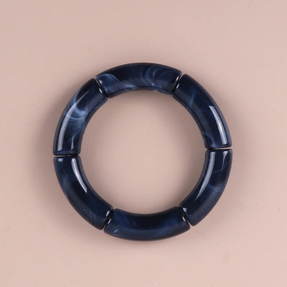 Trendy Resin Geometric Beaded Bracelets on Hand Acrylic Bamboo Tube Bangles Bracelets For Women Fashion Jewelry Valentines Gift