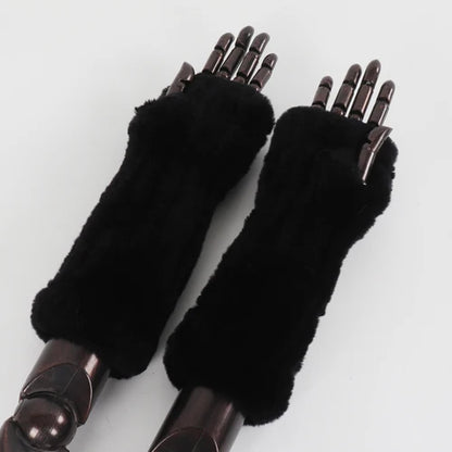 New Style Fashion 100% Genuine Rex Rabbit Fur Lady Gloves Women Winter Keep Warm Real Fur Glove Elastic Knit Outdoor Fur Mittens