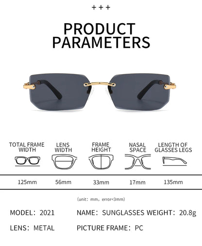 6pcs/Set Fashion Rectangle Rimless Women Sunglasses Trendy Small Square Sun Glasses For Female Outdoor Accessory Shades Eyewear