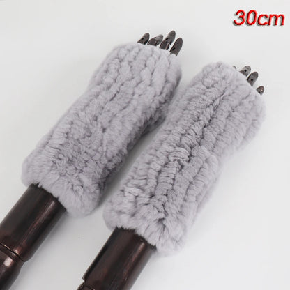 New Style Fashion 100% Genuine Rex Rabbit Fur Lady Gloves Women Winter Keep Warm Real Fur Glove Elastic Knit Outdoor Fur Mittens