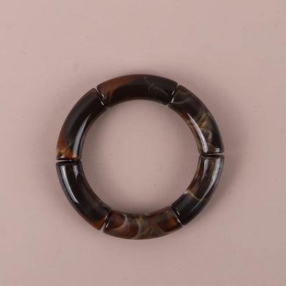 Trendy Resin Geometric Beaded Bracelets on Hand Acrylic Bamboo Tube Bangles Bracelets For Women Fashion Jewelry Valentines Gift