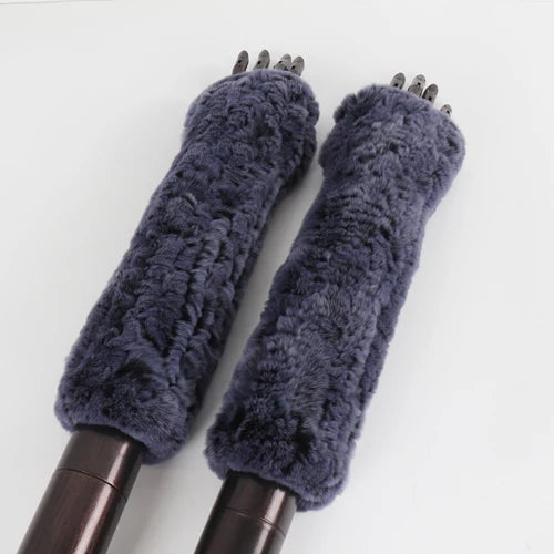 New Style Fashion 100% Genuine Rex Rabbit Fur Lady Gloves Women Winter Keep Warm Real Fur Glove Elastic Knit Outdoor Fur Mittens
