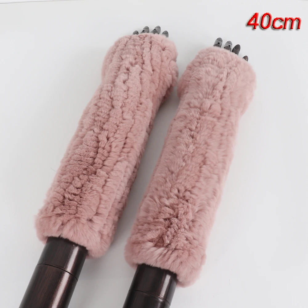 New Style Fashion 100% Genuine Rex Rabbit Fur Lady Gloves Women Winter Keep Warm Real Fur Glove Elastic Knit Outdoor Fur Mittens