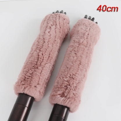 New Style Fashion 100% Genuine Rex Rabbit Fur Lady Gloves Women Winter Keep Warm Real Fur Glove Elastic Knit Outdoor Fur Mittens