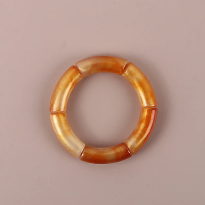 Trendy Resin Geometric Beaded Bracelets on Hand Acrylic Bamboo Tube Bangles Bracelets For Women Fashion Jewelry Valentines Gift