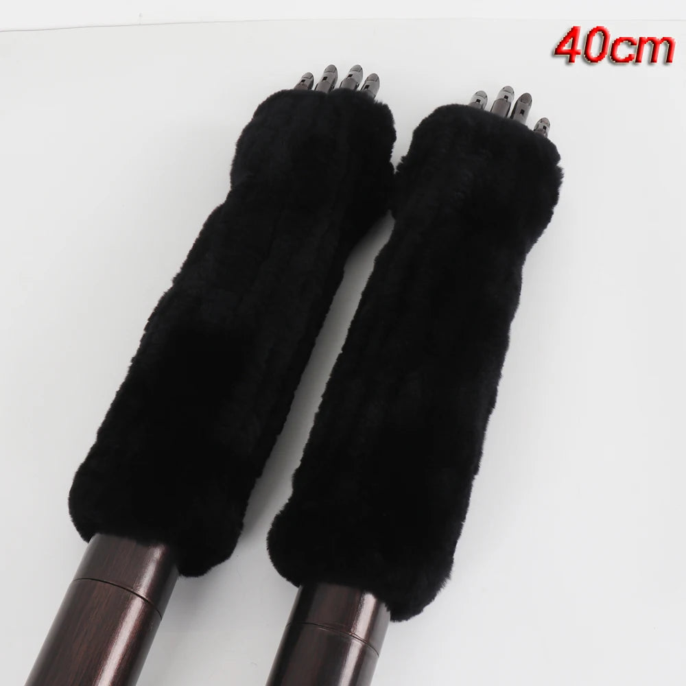 New Style Fashion 100% Genuine Rex Rabbit Fur Lady Gloves Women Winter Keep Warm Real Fur Glove Elastic Knit Outdoor Fur Mittens