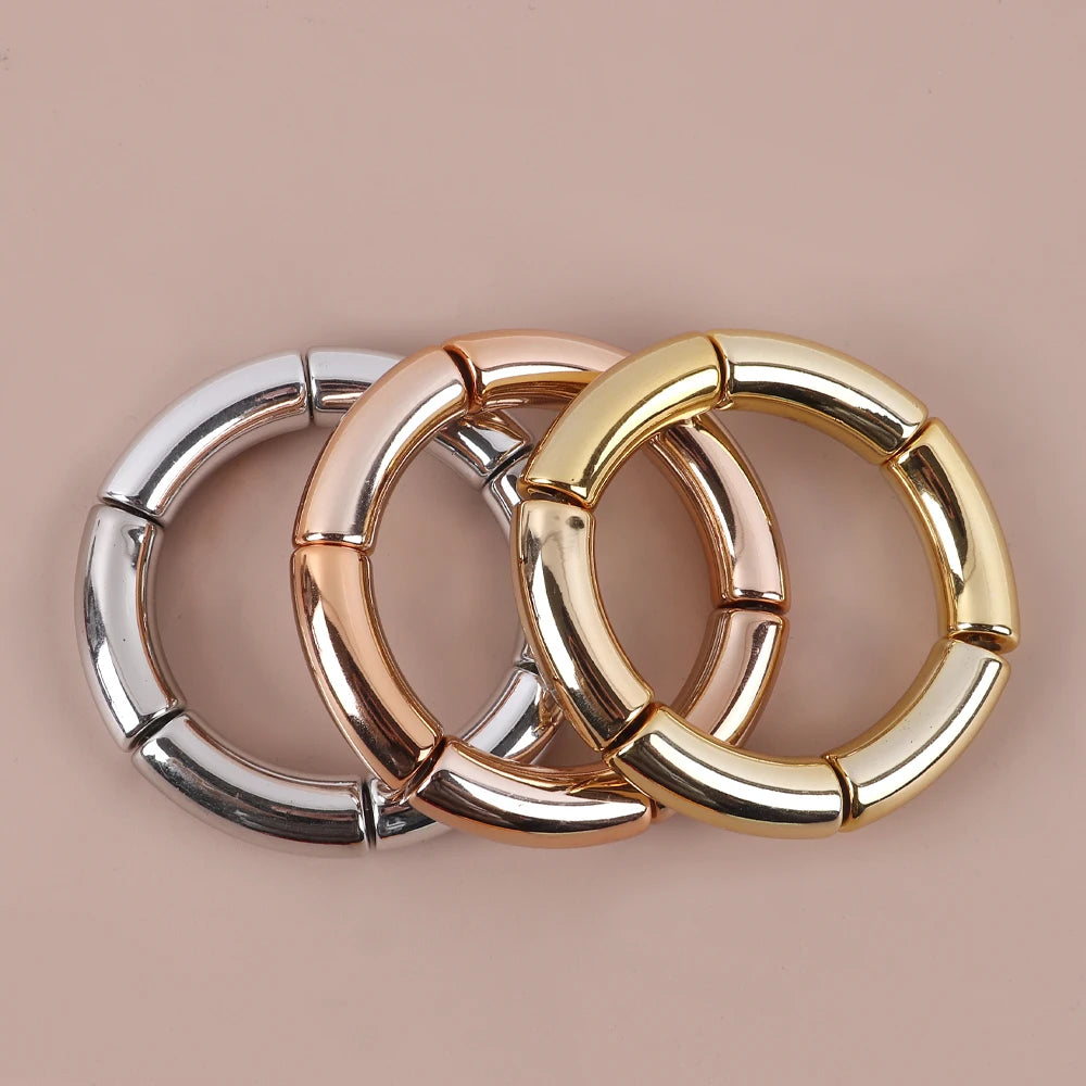 Trendy Resin Geometric Beaded Bracelets on Hand Acrylic Bamboo Tube Bangles Bracelets For Women Fashion Jewelry Valentines Gift
