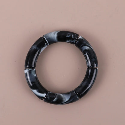 Trendy Resin Geometric Beaded Bracelets on Hand Acrylic Bamboo Tube Bangles Bracelets For Women Fashion Jewelry Valentines Gift