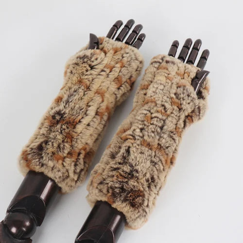 New Style Fashion 100% Genuine Rex Rabbit Fur Lady Gloves Women Winter Keep Warm Real Fur Glove Elastic Knit Outdoor Fur Mittens